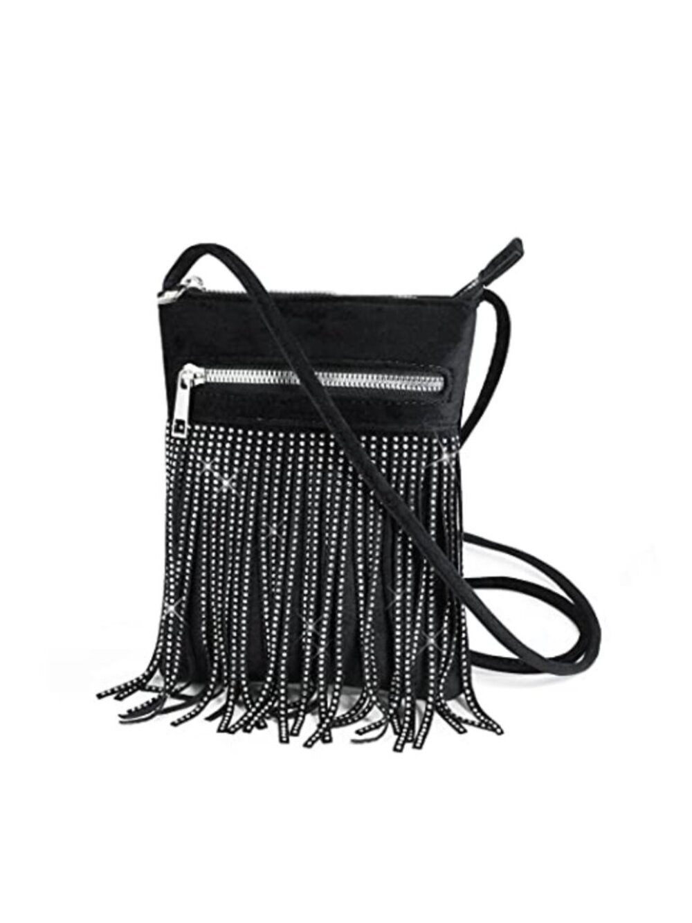 Tassel Velvet Glitter Crossbody Bag Sparkle Evening Purse